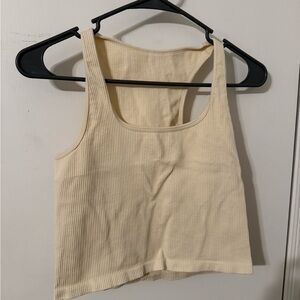 Cream Ribbed Tank Top